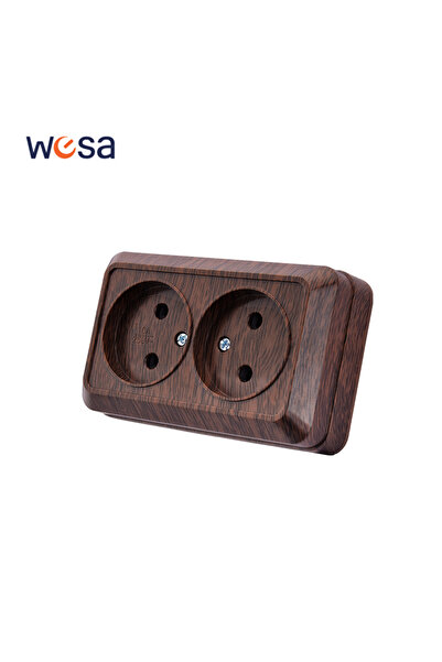 Choice5 EU 2 Socket Not Ground Wooden Paint Wall Surface 2 Sket Plug EU Exter...