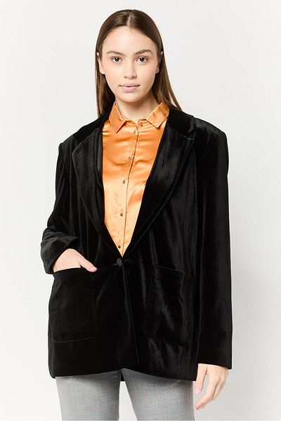 Dkny Women Regular Fit Solid Casual Blazer, Black