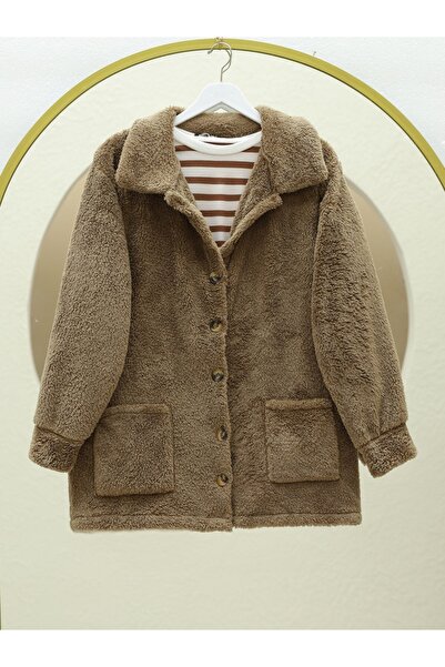 HİJABAYA Дълга флисова яке с джобове и копчета