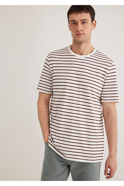 Mavi Καφέ ριγέ T-Shirt Regular Fit 0612235 -70387