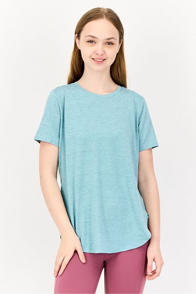 SKECHERS Women Sportswear Fit Short Sleeve Training T-shirts, Turquoise