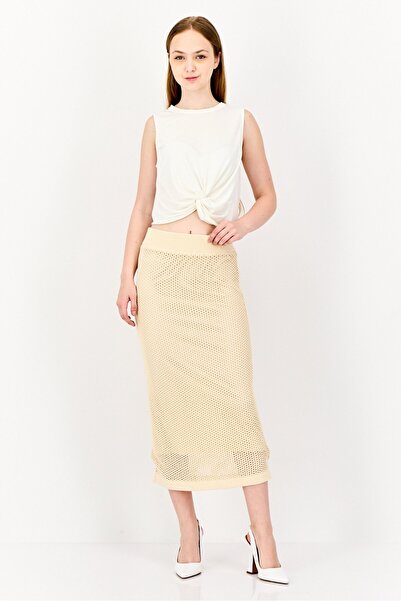 Esprit Women Knitted Midi Skirts, Beige