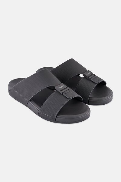 Algspar Men Slip On Arabic Sandals, Dark Grey