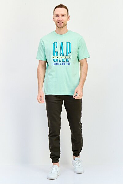 GAP Men Crew Neck Brand Logo Short Sleeves T-Shirt, Mint Green