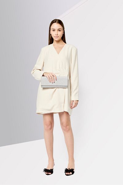 Dkny فستان قصير كاجوال سادة للنساء، بيج