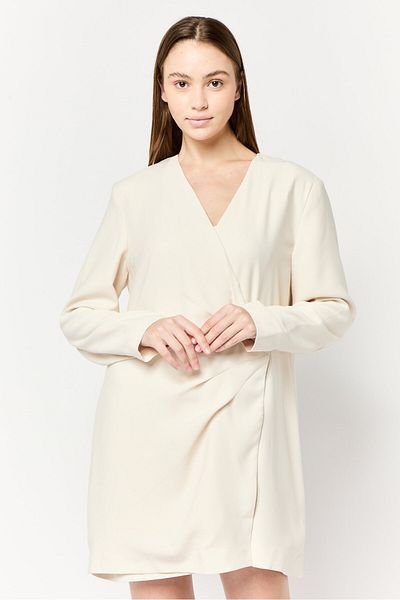 Dkny فستان قصير كاجوال سادة للنساء، بيج