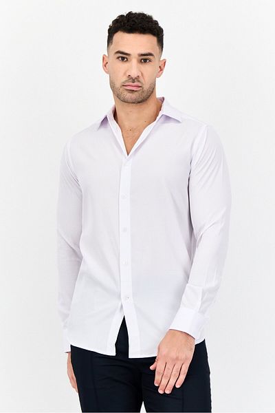 Scotch & Soda Men Modern Fit Pin Checkered Long Sleeve Dress Shirt, Lavender