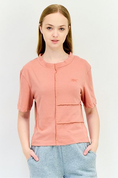 Reebok Women Sportswear Fit Short Sleeves Running T-Shirt, Dark Peach