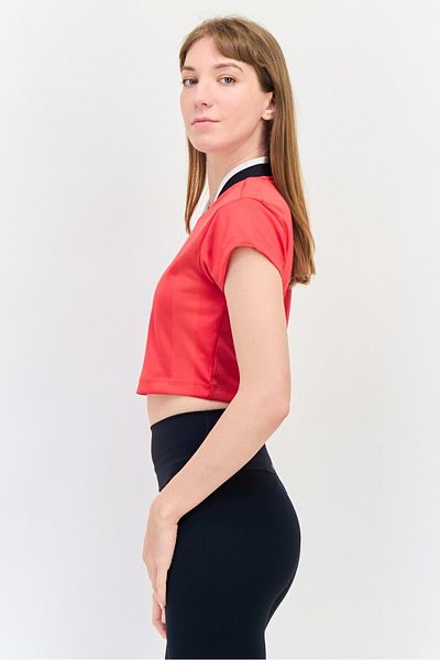 adidas Women Sportswear Fit Short Sleeves Training Crop Top, Red