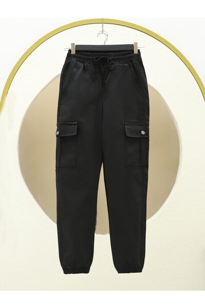 HİJABAYA بنطال جينز كارجو بأربطة مع خصر مطاطي وأرجل