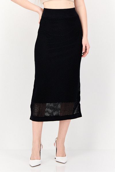 Esprit Women Knitted Midi Skirts, Black