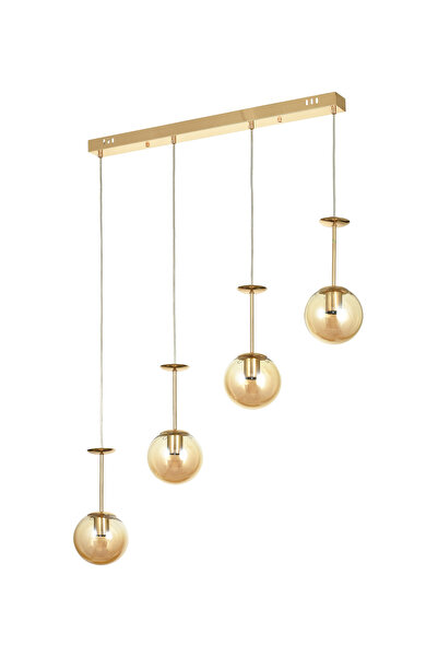 Avizemoda Pinza 4 lü Yemek Masası Üstü Bal Camlı Modern Sarkıt Avize - (Gold ...