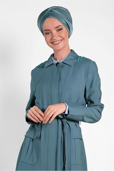 Alvina 1453 Μοντέλο Κρυφό Κουμπί και Παλτό με κουκούλα
