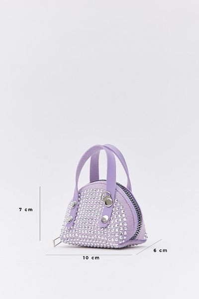 Shanta Lilac D12 Stone Mini Size Chain Single Compartment Faux Leather Women's Wallet B:7 E:10 W:6