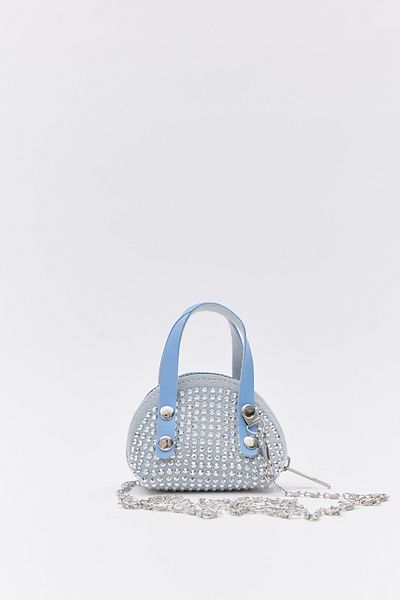 Shanta Light Blue D12 Stone Mini Size Chain Single Compartment Faux Leather Women's Wallet B:7 E:10 W:6