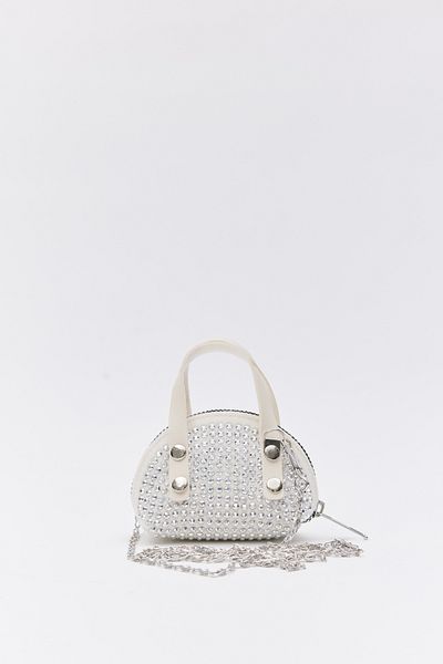 Shanta Cream D12 Stone Mini Size Chain Single Compartment Faux Leather Women's Wallet B:7 E:10 W:6