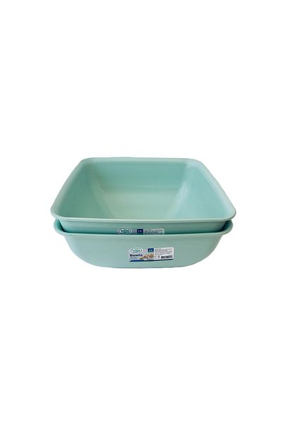 HOBBY LİFE 2-Piece Large Size Bowls Square Bowl 3.8 Liters & Water Green-Bpa Free