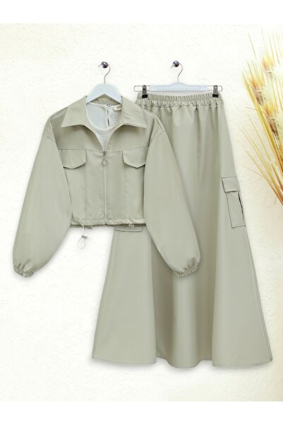 HİJABAYA Elastic Waist Skirt Suit