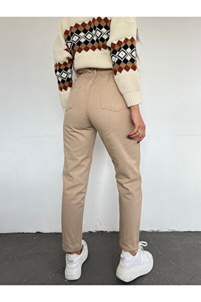 HİJABAYA Beli Lastikli Yüksek Bel Kot Pantolon