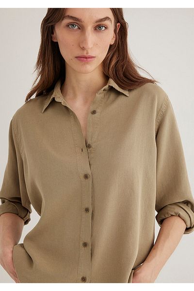 Mavi Πουκάμισο με λινό μείγμα Khaki Tencel Loose Fit 1211046 -70361