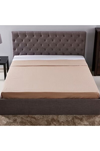 rexa Hamilton Striped Pattern Flat Sheet Cotton Beige 260 X 170cm