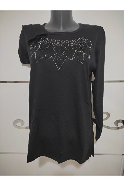 TOKSOY TAŞ DESENLİ ORTA YAŞ ANNE SIFIR YAKA ANNE PENYE BLUZ