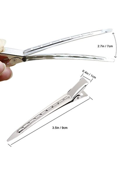 Care And Smile 12 Packs Duck Bill Clips 9cm Rustproof Metal Alligator Curl Clips with Holes for Hair