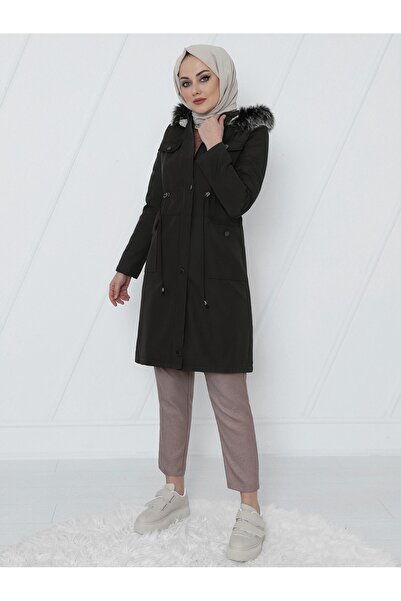 HİJABAYA Dislocation Hooded Lace-Up Bondit Short Coat