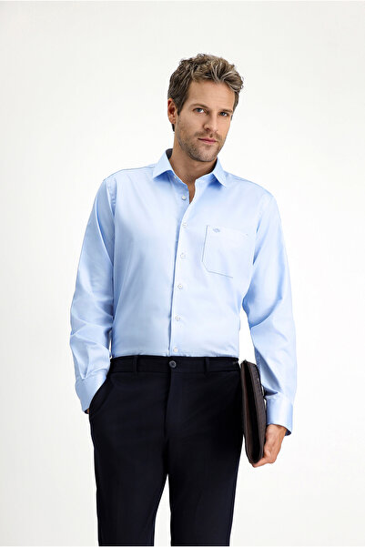 Kiğılı Uzun Kol Non Iron Saten Klasik Pamuklu Gömlek