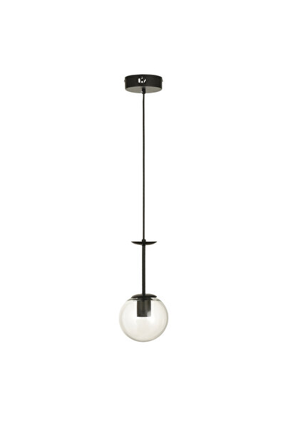 Avizemoda Pinza Tekli Şeffaf Camlı Salon Oturma Odası Modern Avize - (Siyah)