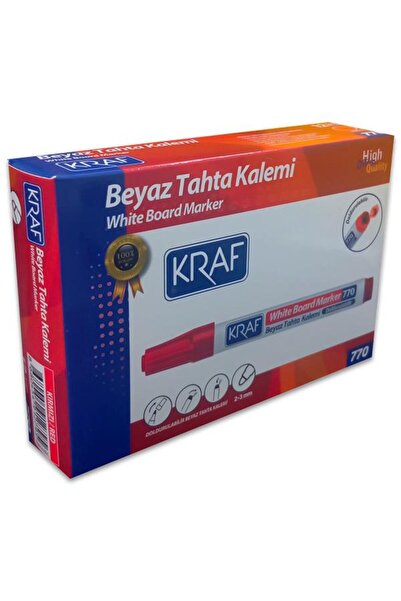 KRAF Doldurulabilir Beyaz Tahta Kalemi Kırmızı 12li Kutu 770