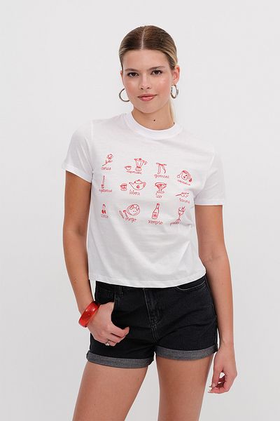 Addax Text Printed T-Shirt P0393-C1