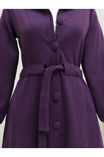 HİJABAYA Judge Collar Tunnel Laced Cashmere Coat