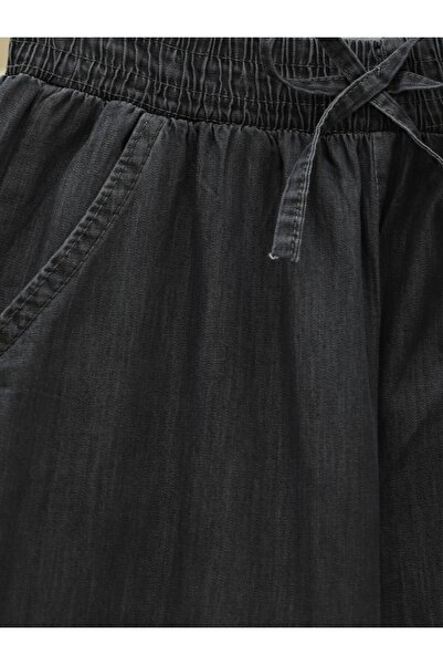 HİJABAYA Beli Lastikli Cepli Bol Paça Kot Pantolon