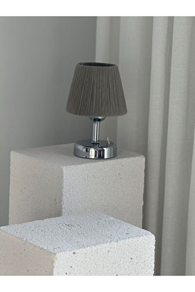 Maison Avf Gri Kadife & Süet Kablosuz Masa Lambası - Alt Gümüş
