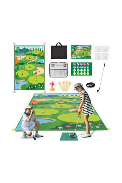 MACON Premium Chipping Golf & Dart Practice Mat Set - Indoor/Outdoor Game Kit for Family Fun - Includes Go