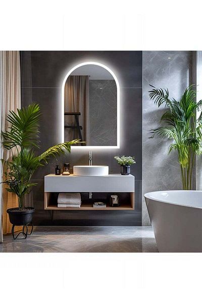 Taimi Set of 2 Arc LED Mirror Touch Side Lights Wall Mounted for Bathroom Living Room Bedroom 90 x 60 cm