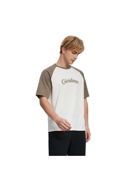 Giordano Men's Cotton Blend Raglan Sleeve Print Tee