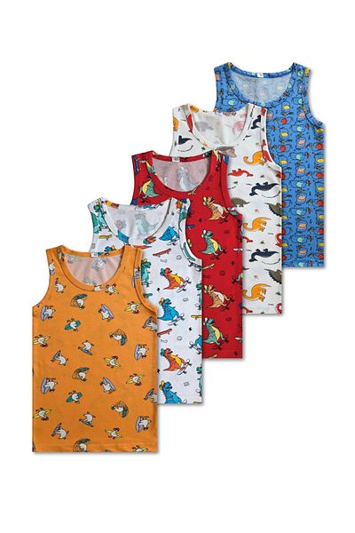 GizaKids 95% Cotton Boys' Undershirt Underwear Set of 5