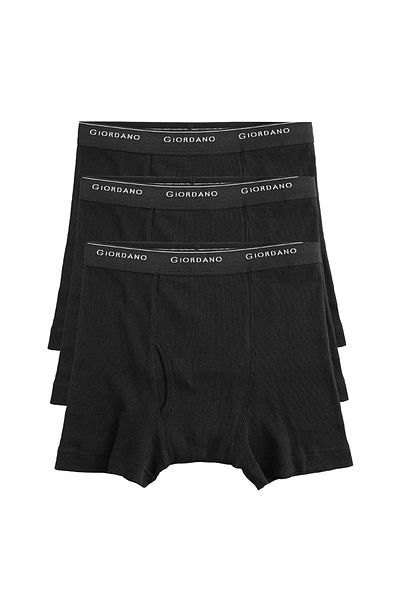 Giordano Men's Cotton Rib Regular Trunks 3-Pack