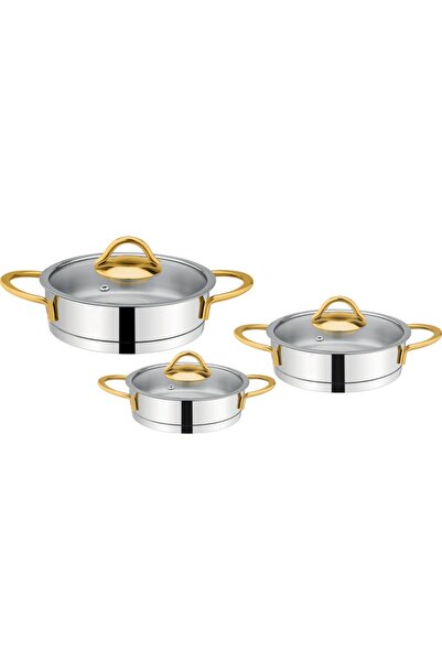 ÖZLİFE NEO طقم ساهان مكون من 6 قطع ذهبي سادة