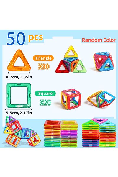 Choice 50 قطعة من مكعبات البناء المغناطيسية لألعاب الأطفال وتعلم الألغاز وهدايا أعياد الميلاد والكريسماس