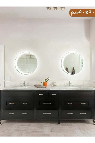 Taimi Set Of 2 Round Bathroom Mirror With Led Touch Lights For Bedroom Entryway 70 X 70 Cm