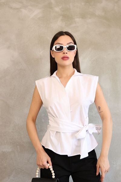 GALAVİP Women's New Product Zero Sleeve Waist Binding Detailed Shirt
