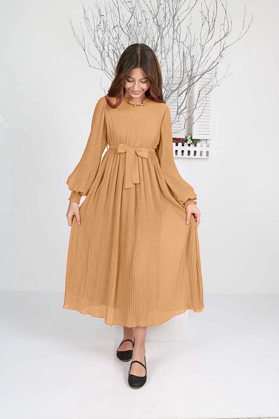 Asortik Kids Girl's Long Length Pleated Chiffon Dress