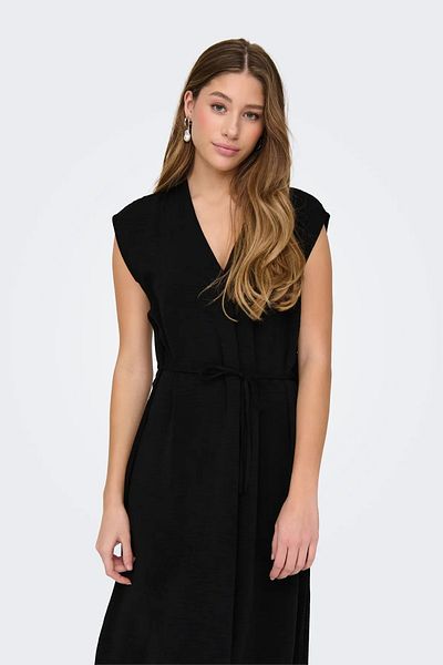 JDY Γυναικείο φόρεμα Jdydivya Waist Tie Midi 15350728 Μαύρο
