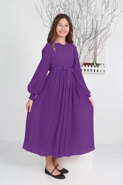 Asortik Kids Girl's Long Length Pleated Chiffon Dress