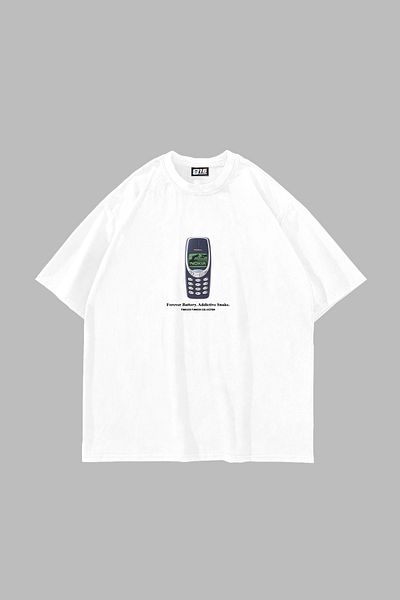 Sekizbiraltı Λευκό μπλουζάκι Unisex με στάμπα Forever Battery