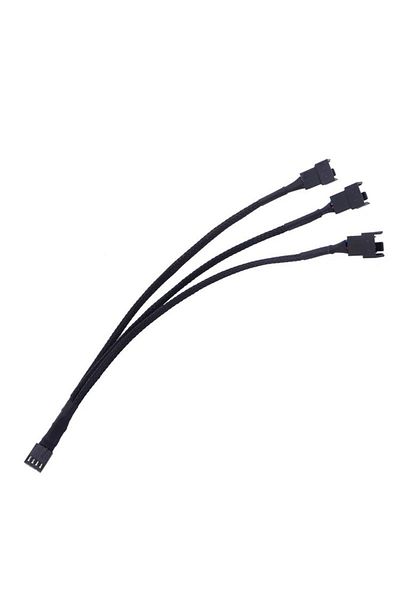 Choice كابل مروحة PWM أسود عالي الجودة بأربعة دبابيس من 1 إلى 3 طرق، مقسم قطعة واحدة بأكمام سوداء بطول 27 سم