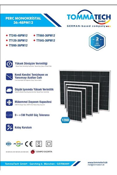 Tommatech 240wp 48pm M12 Hc-mb Güneş Paneli
